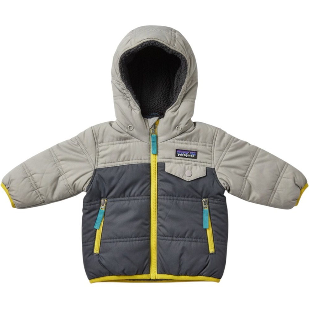 Patagonia Hoody Jacket Size 3-6 months Gray Navy Yellow outdoors hiking cozy